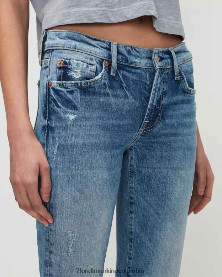 vestir 7 for All Mankind Bootcut original de denim de belleza con destrucción en hoja de parra. JBNRD147