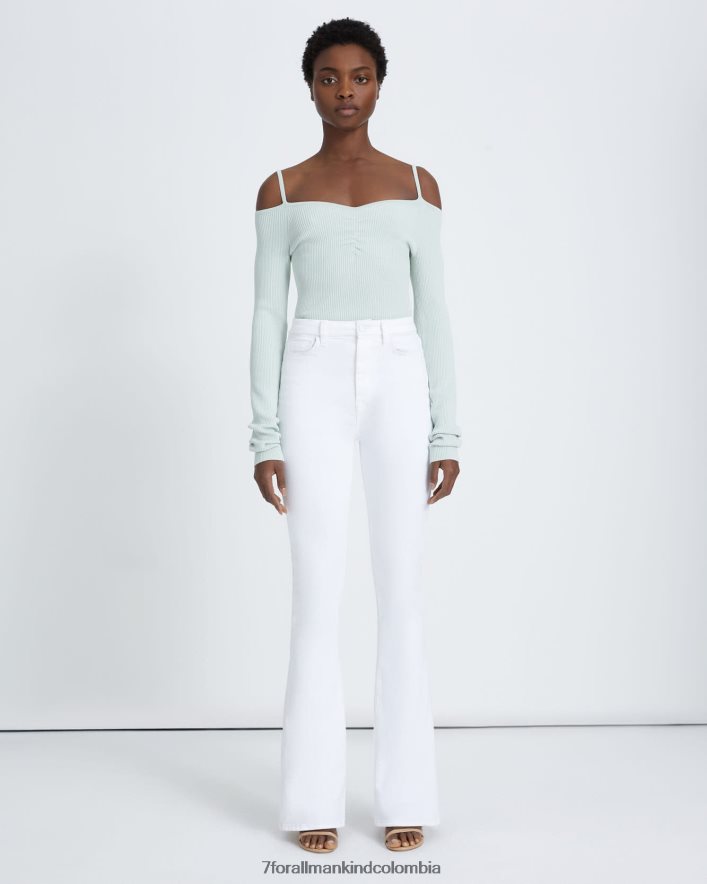 vestir 7 for All Mankind Botas ajustadas de talle muy alto sin filtro en blanco limpio JBNRD185