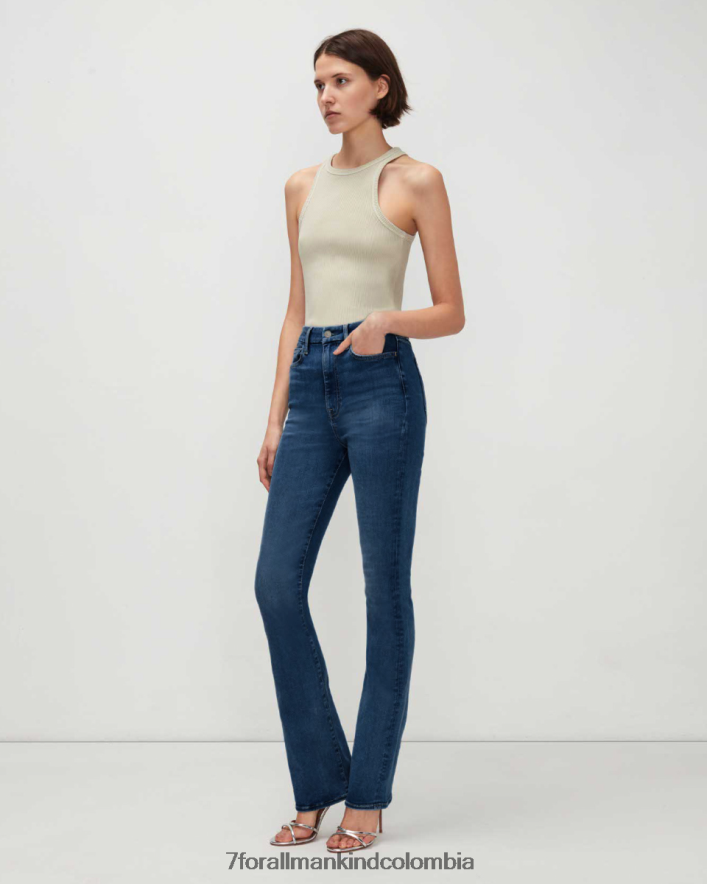 vestir 7 for All Mankind Botas ajustadas de tiro muy alto en azul Sophie sin filtro JBNRD73