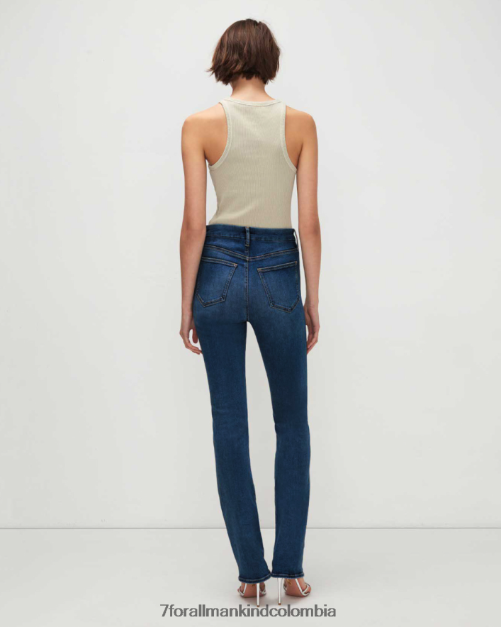 vestir 7 for All Mankind Botas ajustadas de tiro muy alto en azul Sophie sin filtro JBNRD73