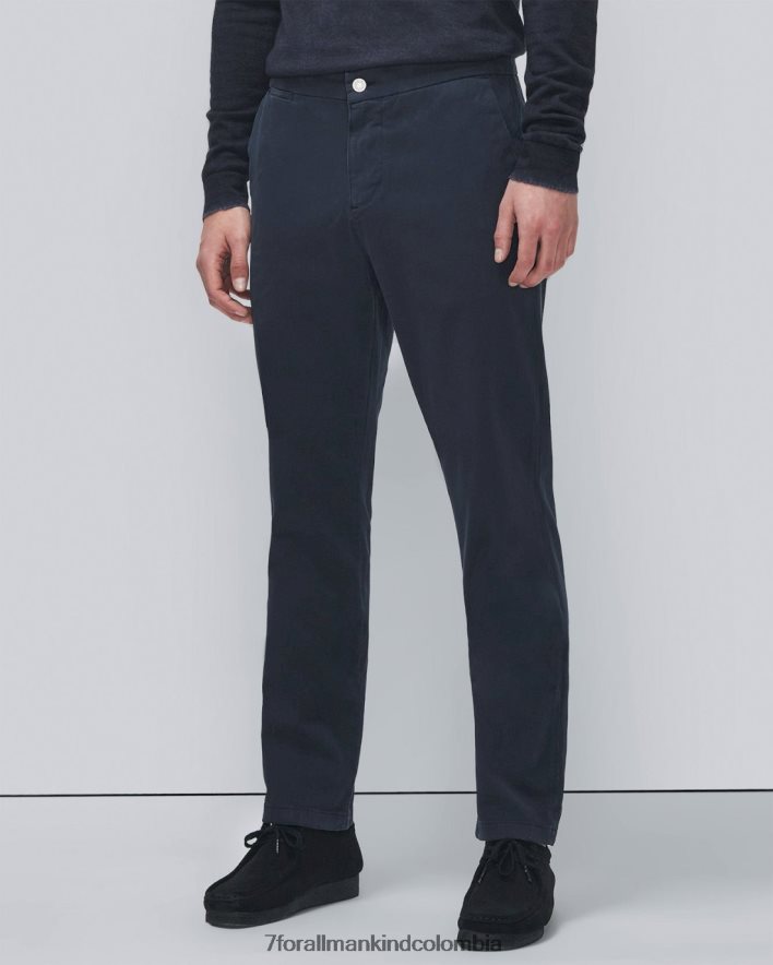 vestir 7 for All Mankind Chinos tapered, ajustados y de alto rendimiento en satén azul marino de lujo JBNRD638