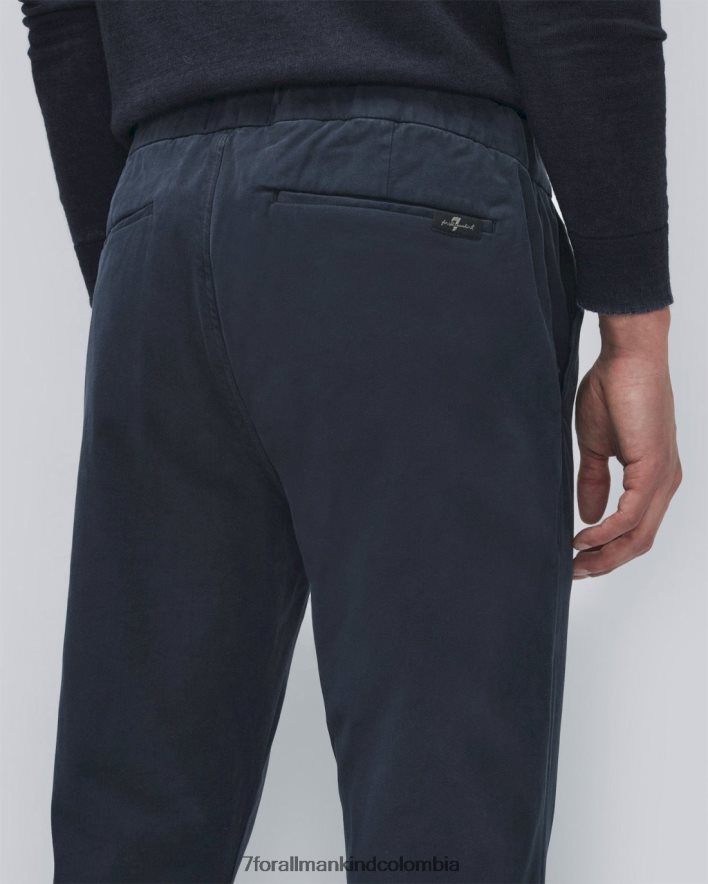 vestir 7 for All Mankind Chinos tapered, ajustados y de alto rendimiento en satén azul marino de lujo JBNRD638