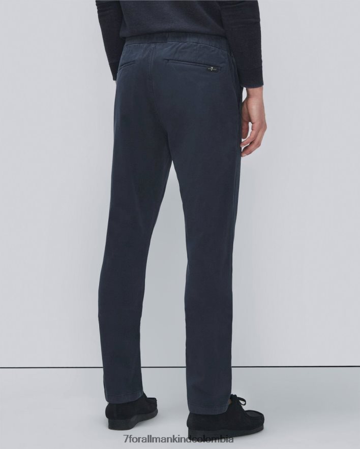 vestir 7 for All Mankind Chinos tapered, ajustados y de alto rendimiento en satén azul marino de lujo JBNRD638