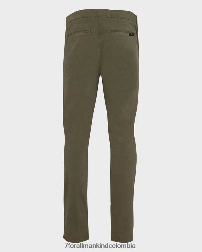 vestir 7 for All Mankind Chinos tapered, entallados y de satén de alto rendimiento de lujo en color oliva JBNRD627