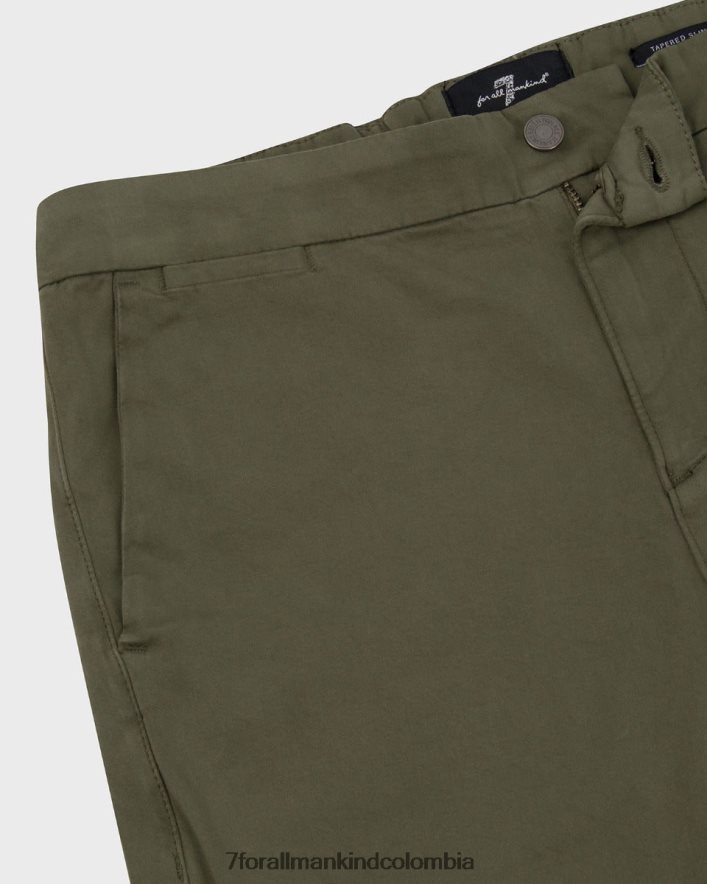 vestir 7 for All Mankind Chinos tapered, entallados y de satén de alto rendimiento de lujo en color oliva JBNRD627