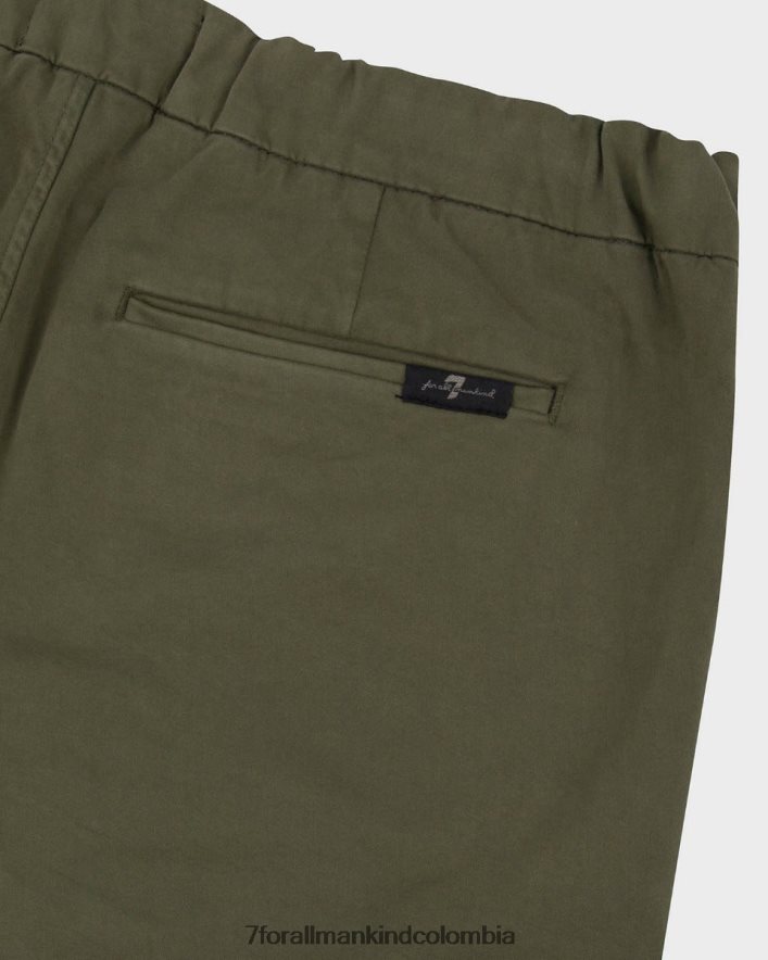 vestir 7 for All Mankind Chinos tapered, entallados y de satén de alto rendimiento de lujo en color oliva JBNRD627