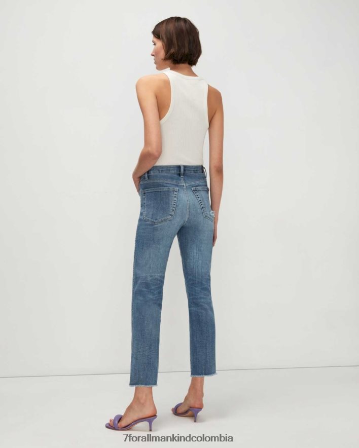 vestir 7 for All Mankind Corte recto y corte alto de sarga rota en agave JBNRD249