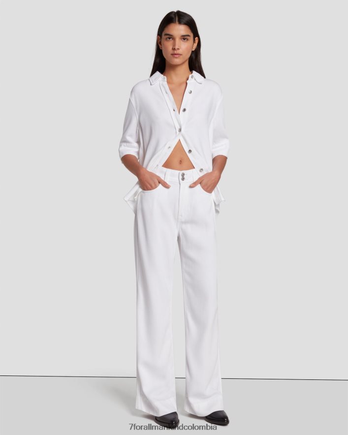vestir 7 for All Mankind Dojo moderno con brillo de mezclilla sin medida en blanco brillante JBNRD38
