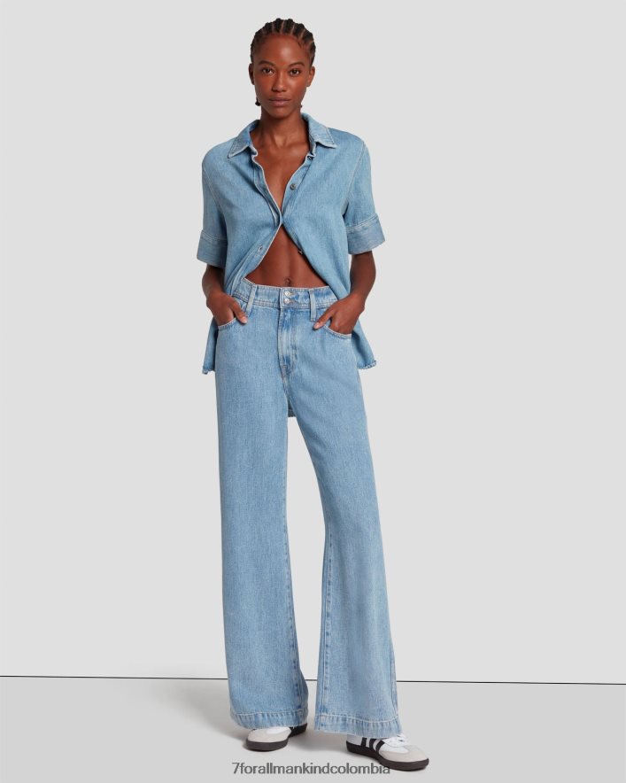 vestir 7 for All Mankind Dojo moderno de mezclilla lustre sin medida en azul volcán JBNRD135