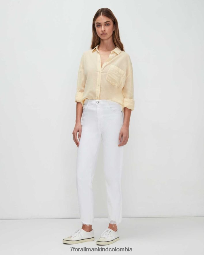 vestir 7 for All Mankind Falda corta recta de talle alto vintage de lujo con dobladillo destruido en soleil JBNRD186