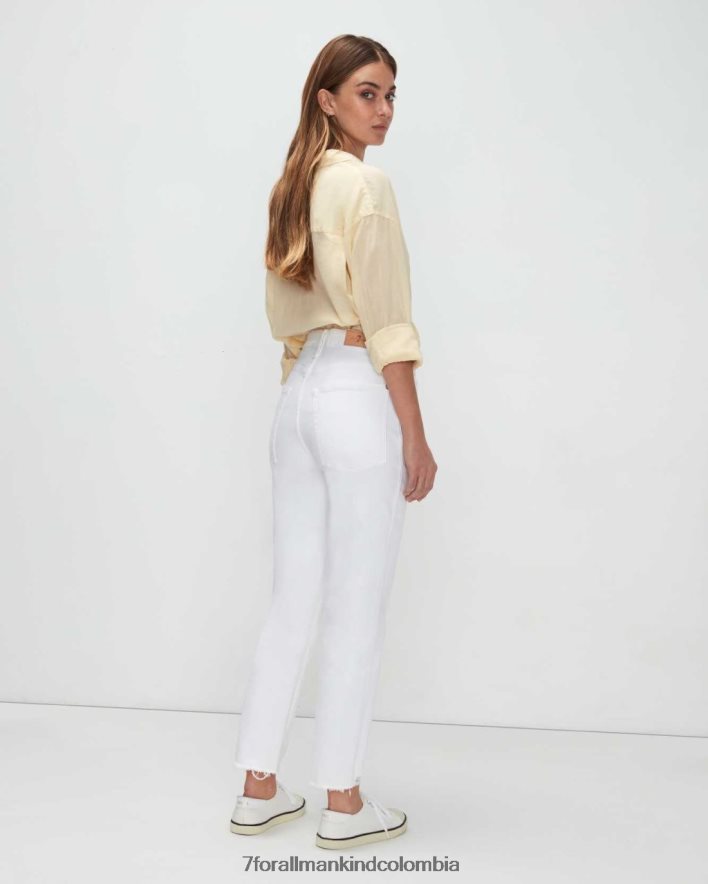 vestir 7 for All Mankind Falda corta recta de talle alto vintage de lujo con dobladillo destruido en soleil JBNRD186