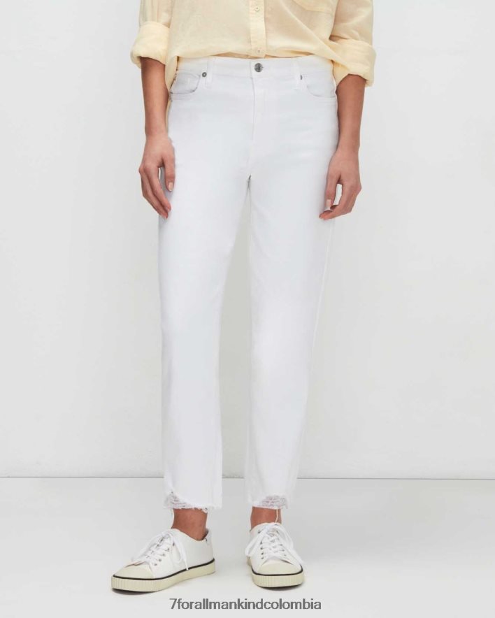 vestir 7 for All Mankind Falda corta recta de talle alto vintage de lujo con dobladillo destruido en soleil JBNRD186