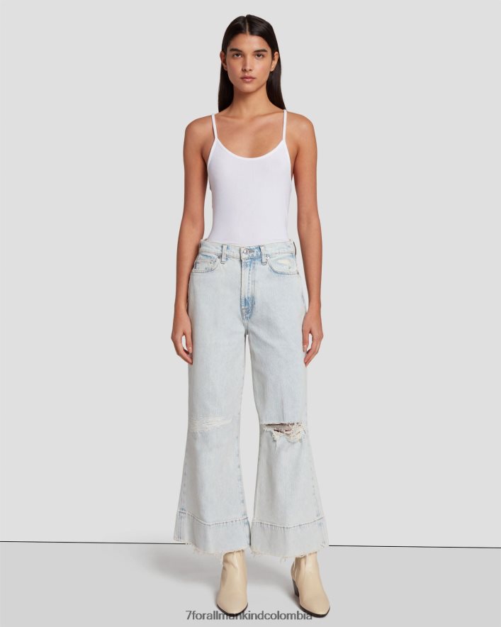 vestir 7 for All Mankind Jo corto de tiro muy alto en azul lluvioso JBNRD26