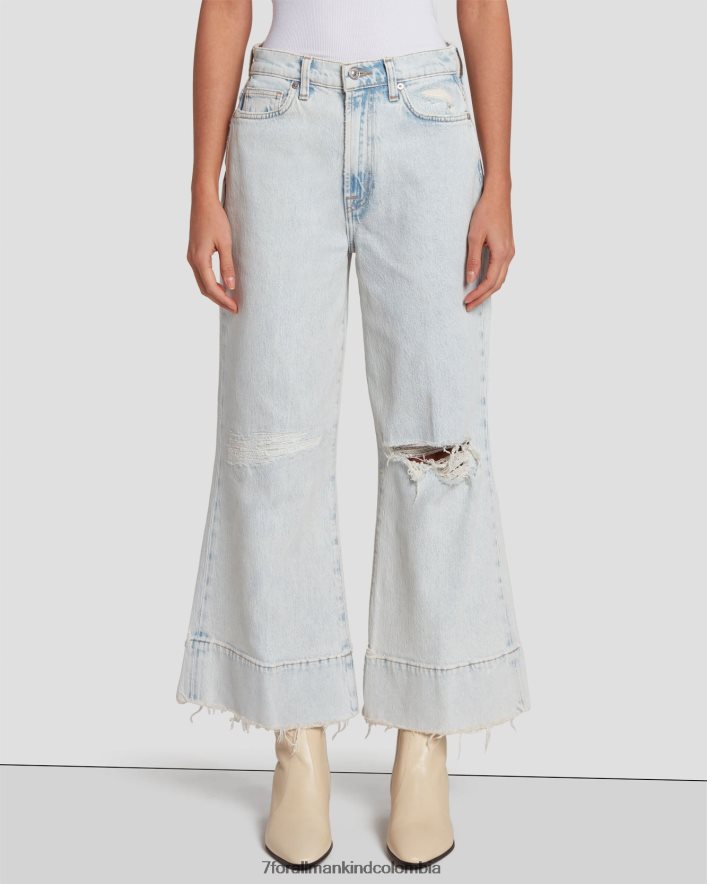 vestir 7 for All Mankind Jo corto de tiro muy alto en azul lluvioso JBNRD26