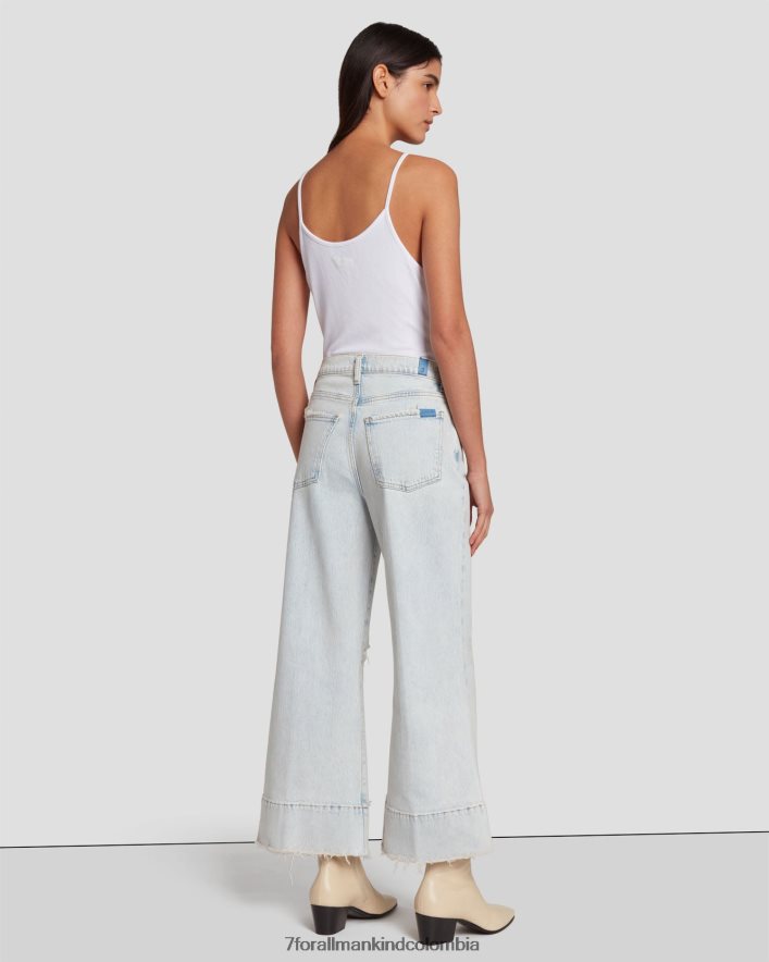 vestir 7 for All Mankind Jo corto de tiro muy alto en azul lluvioso JBNRD26
