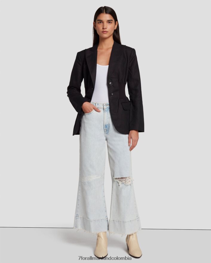 vestir 7 for All Mankind Jo corto de tiro muy alto en azul lluvioso JBNRD26