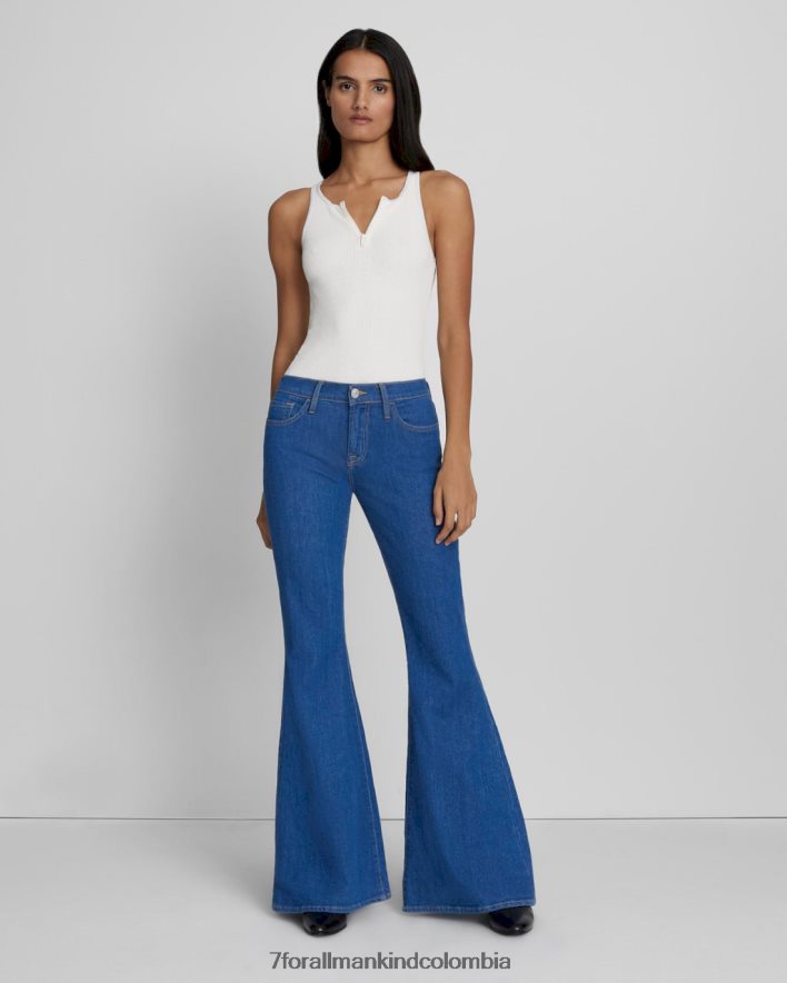 vestir 7 for All Mankind Pantalón acampanado de tiro bajo sin filtro en color aguamarina JBNRD236