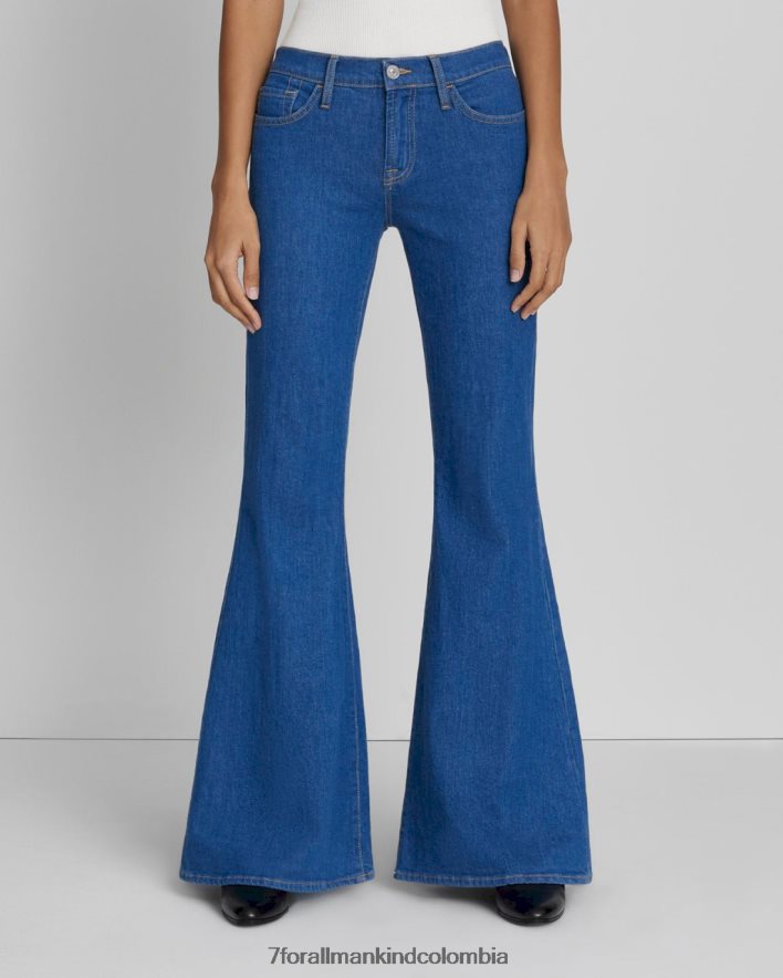 vestir 7 for All Mankind Pantalón acampanado de tiro bajo sin filtro en color aguamarina JBNRD236