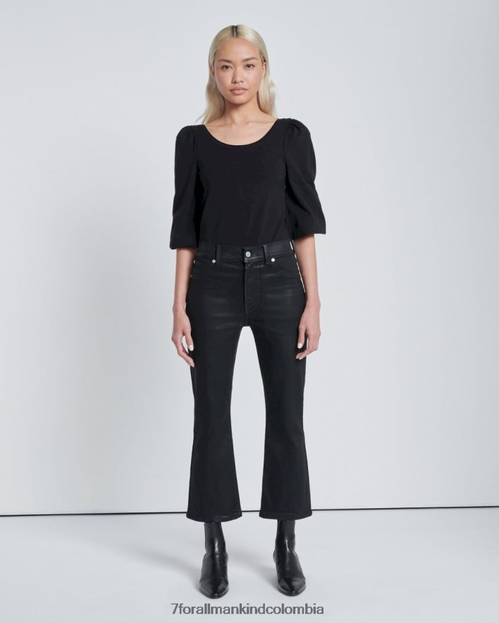 vestir 7 for All Mankind Pantalón ajustado de talle alto en negro revestido JBNRD142