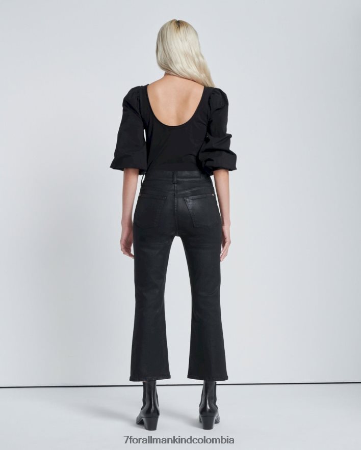 vestir 7 for All Mankind Pantalón ajustado de talle alto en negro revestido JBNRD142