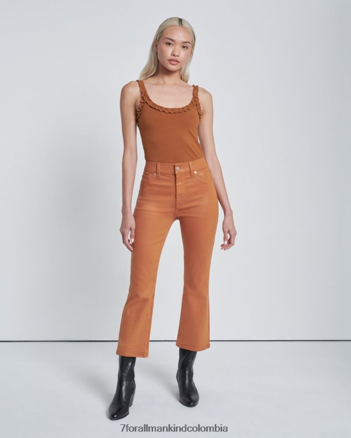 vestir 7 for All Mankind Pantalón ajustado de talle alto en tostado dorado revestido JBNRD289