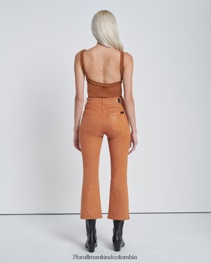 vestir 7 for All Mankind Pantalón ajustado de talle alto en tostado dorado revestido JBNRD289