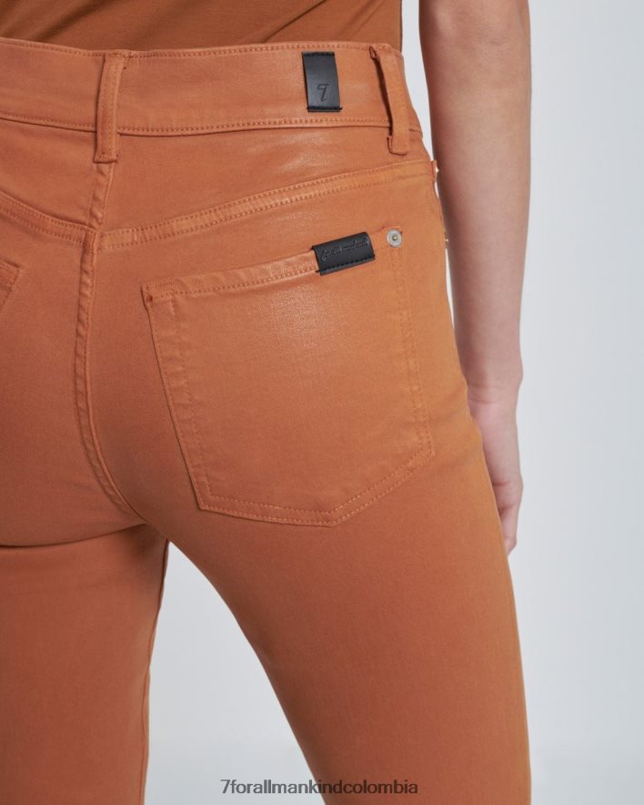 vestir 7 for All Mankind Pantalón ajustado de talle alto en tostado dorado revestido JBNRD289