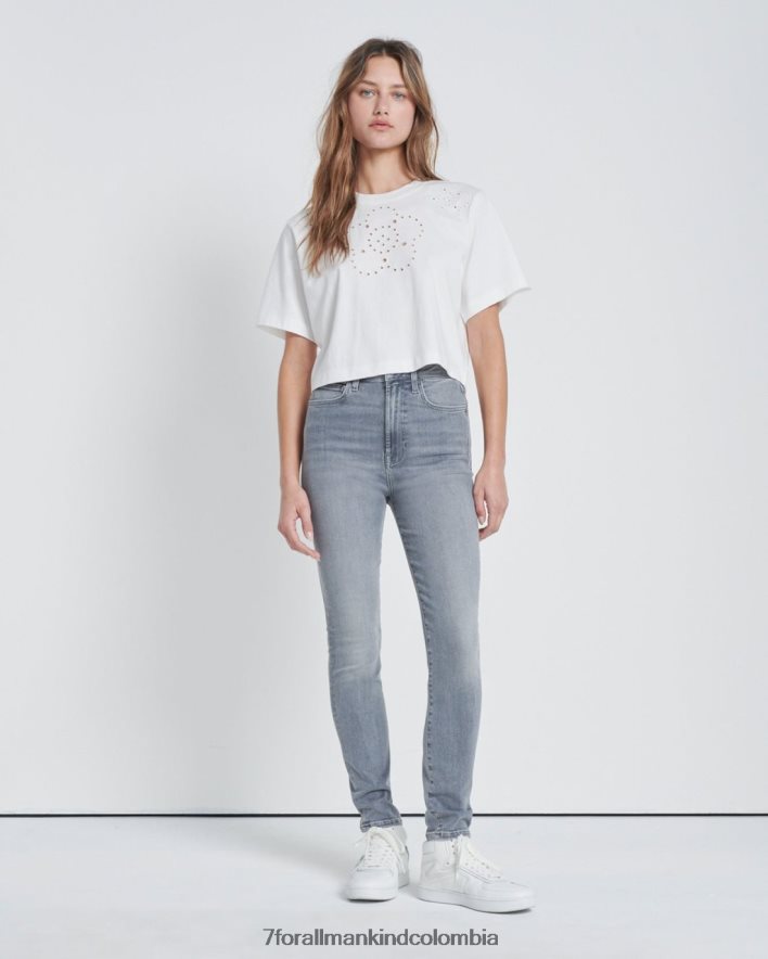 vestir 7 for All Mankind Pantalón ajustado de tiro muy alto sin filtro en Silver Moon JBNRD205