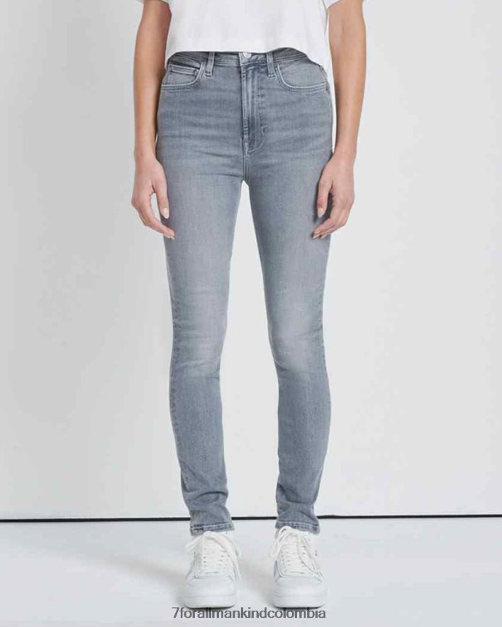vestir 7 for All Mankind Pantalón ajustado de tiro muy alto sin filtro en Silver Moon JBNRD205