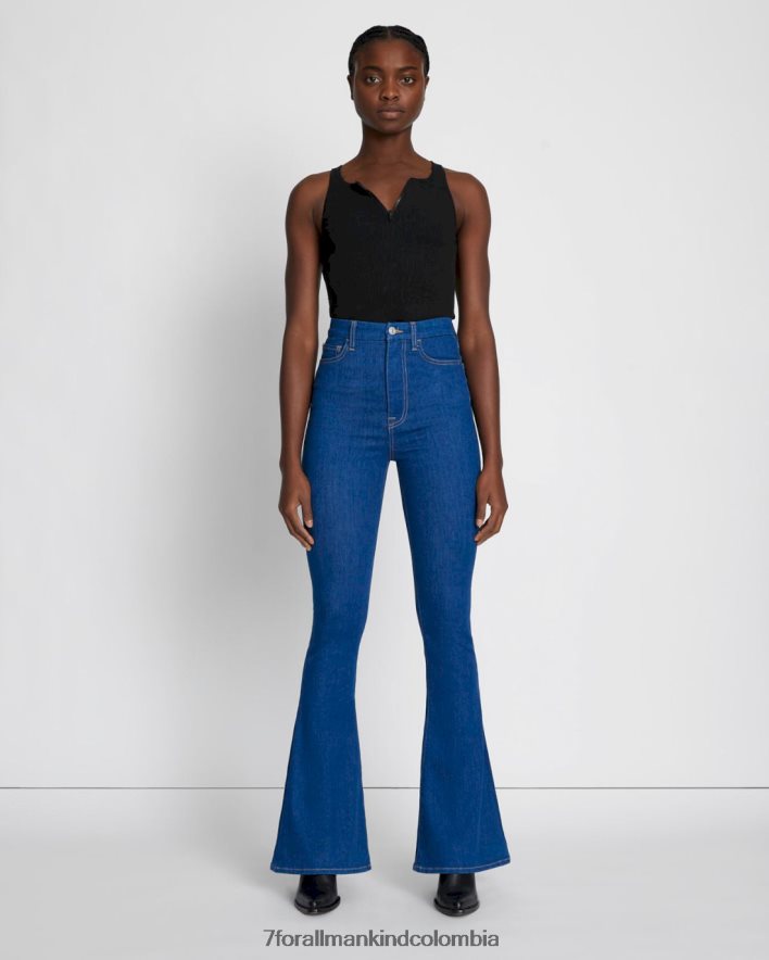 vestir 7 for All Mankind Pantalón de campana ajustado en color aguamarina de talle muy alto sin filtro JBNRD226