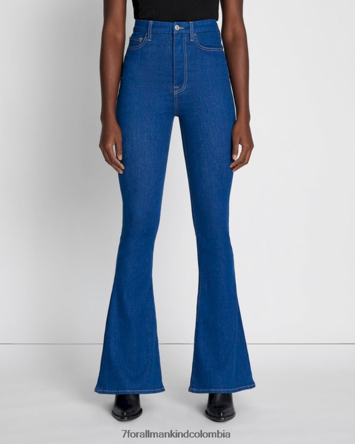 vestir 7 for All Mankind Pantalón de campana ajustado en color aguamarina de talle muy alto sin filtro JBNRD226