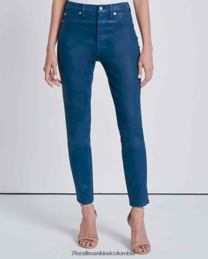 vestir 7 for All Mankind Skinny tobilleros de talle alto en azul pavo real revestido JBNRD213