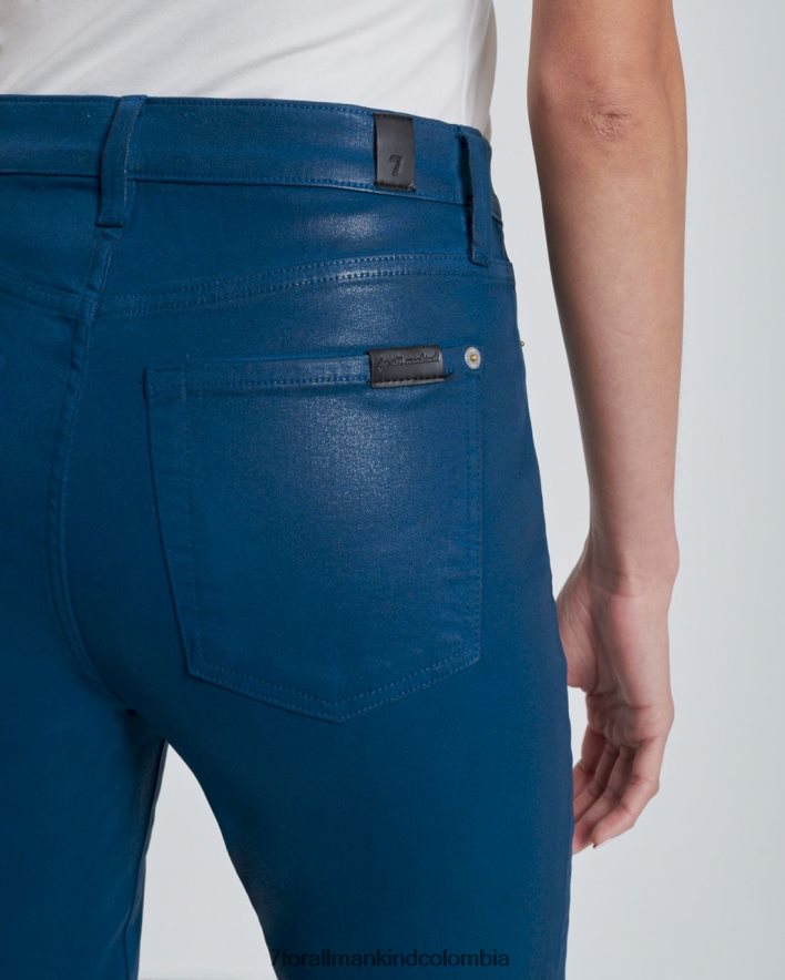 vestir 7 for All Mankind Skinny tobilleros de talle alto en azul pavo real revestido JBNRD213