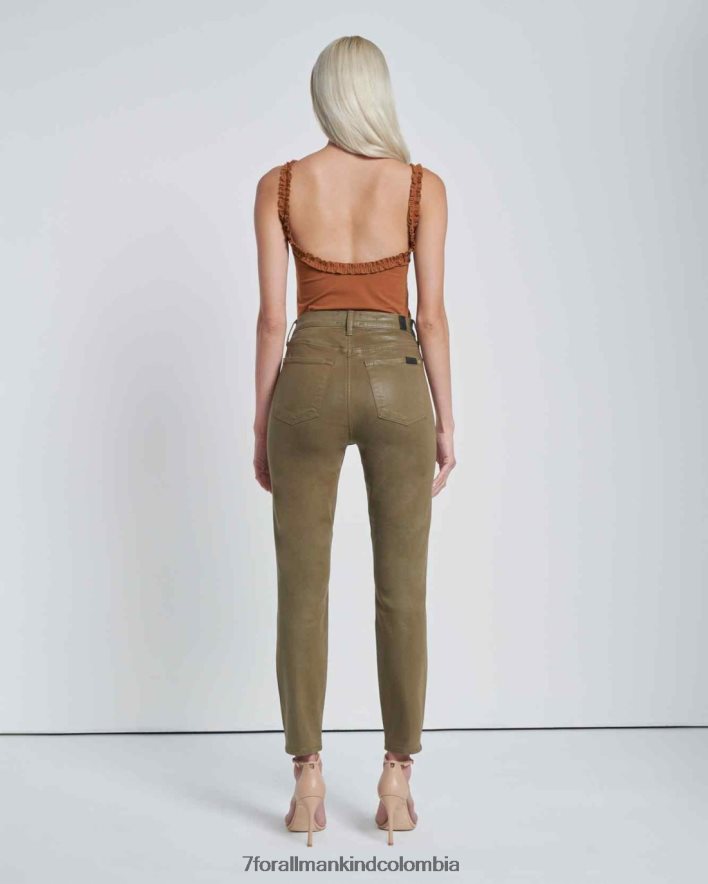 vestir 7 for All Mankind Skinny tobilleros de talle alto en color oliva revestido JBNRD273
