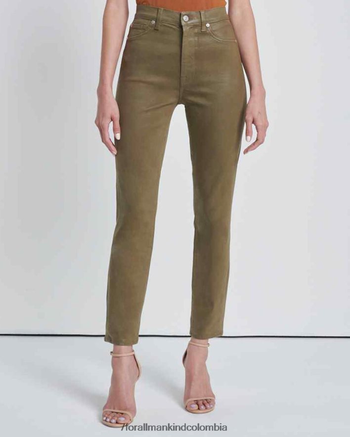 vestir 7 for All Mankind Skinny tobilleros de talle alto en color oliva revestido JBNRD273
