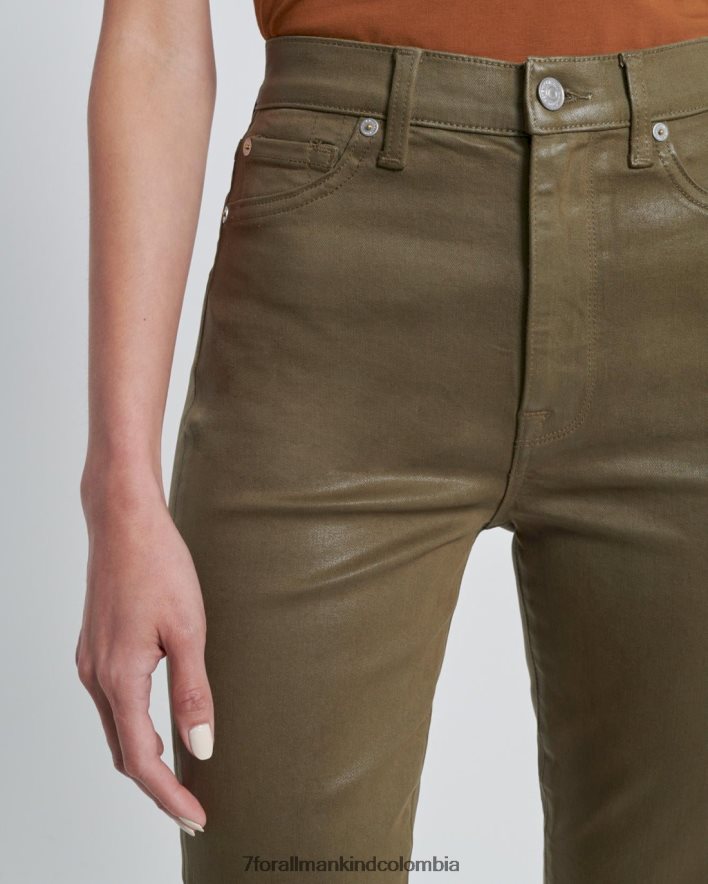 vestir 7 for All Mankind Skinny tobilleros de talle alto en color oliva revestido JBNRD273