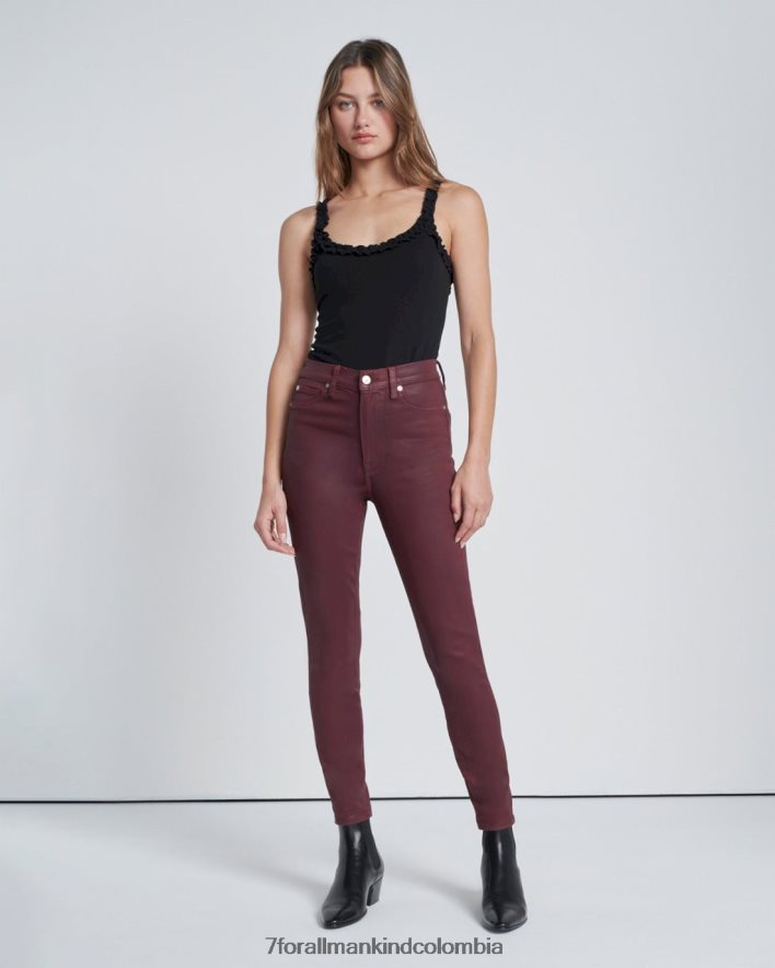 vestir 7 for All Mankind Skinny tobilleros de talle alto en color óxido de rubí revestido JBNRD271