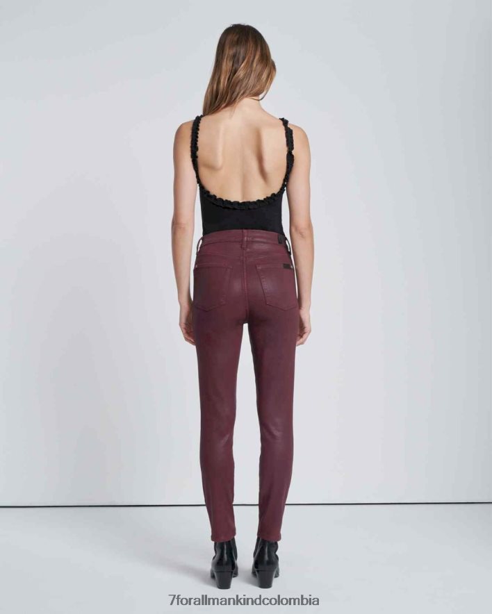 vestir 7 for All Mankind Skinny tobilleros de talle alto en color óxido de rubí revestido JBNRD271