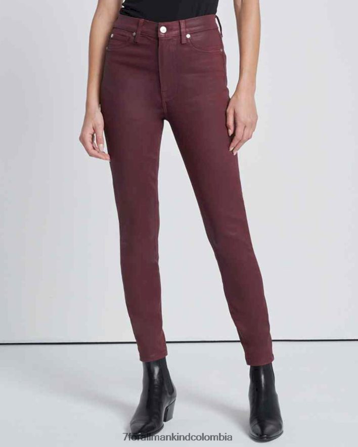 vestir 7 for All Mankind Skinny tobilleros de talle alto en color óxido de rubí revestido JBNRD271