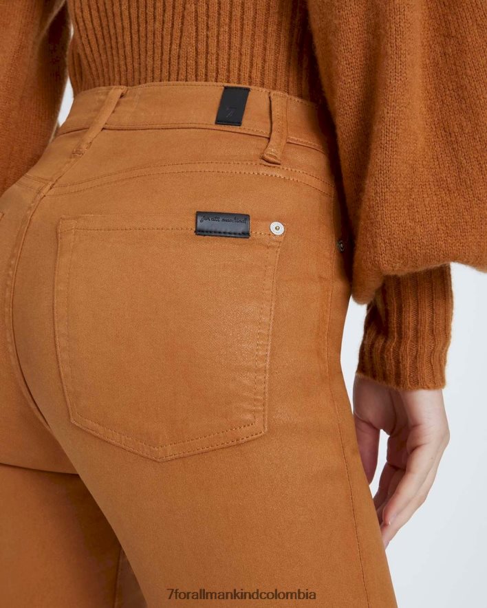 vestir 7 for All Mankind Skinny tobilleros de talle alto en tostado dorado revestido JBNRD243
