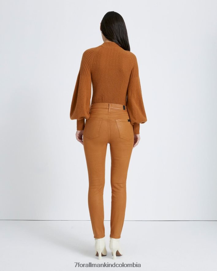 vestir 7 for All Mankind Skinny tobilleros de talle alto en tostado dorado revestido JBNRD243