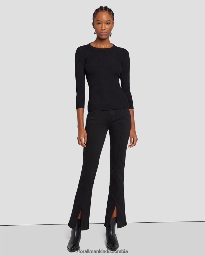 vestir 7 for All Mankind Slim Illusion Kimmie recto en negro JBNRD118