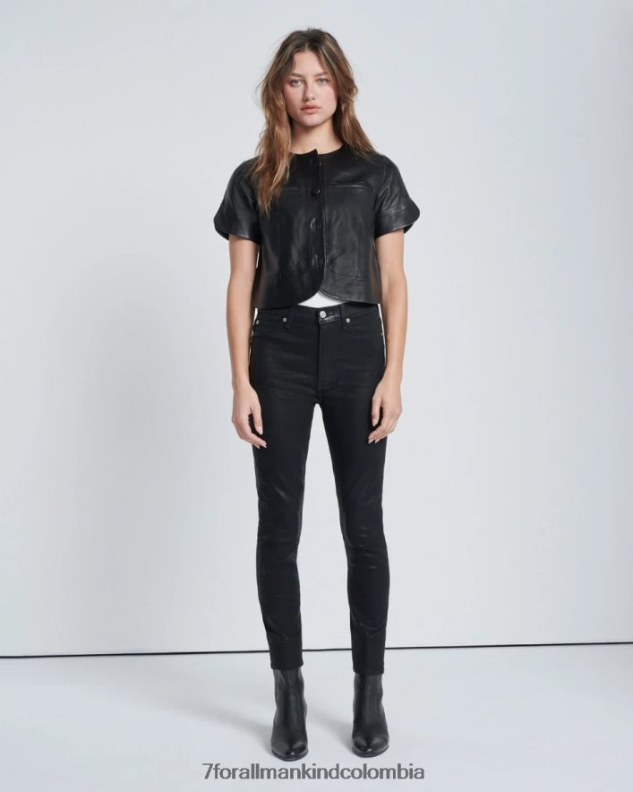 vestir 7 for All Mankind Vaqueros ajustados con talle alto y tobillo en negro revestido de b(air) JBNRD105