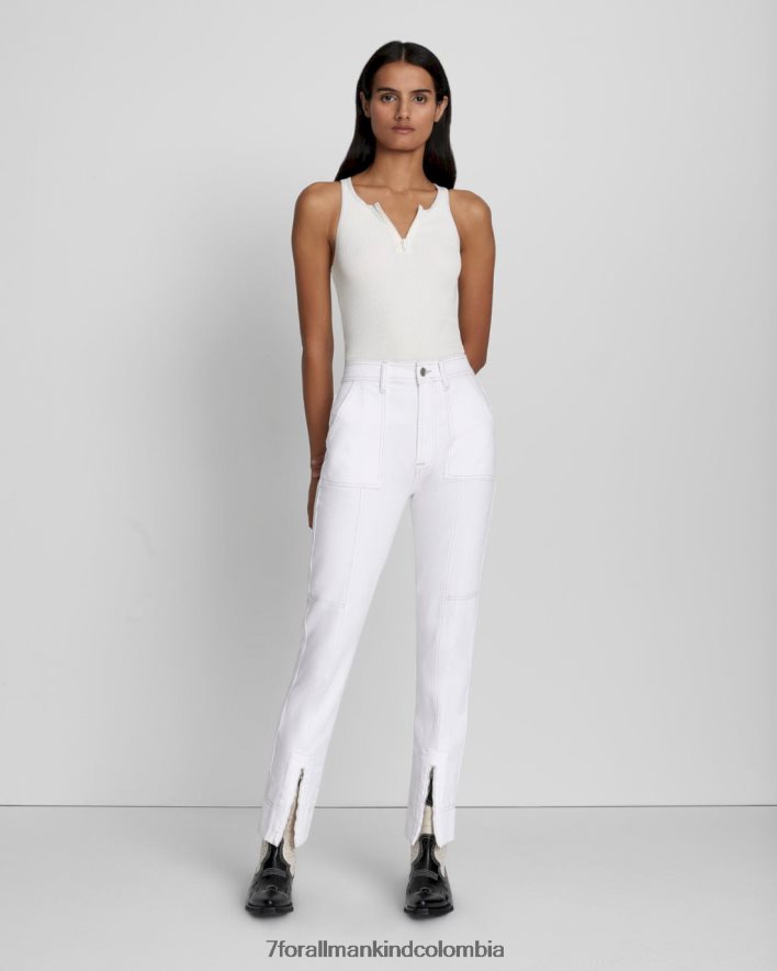 vestir 7 for All Mankind Vaqueros cargo ajustados y sencillos en blanco brillante JBNRD144