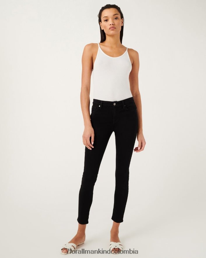vestir 7 for All Mankind Vaqueros tobilleros negros ajustados de b(air) JBNRD113