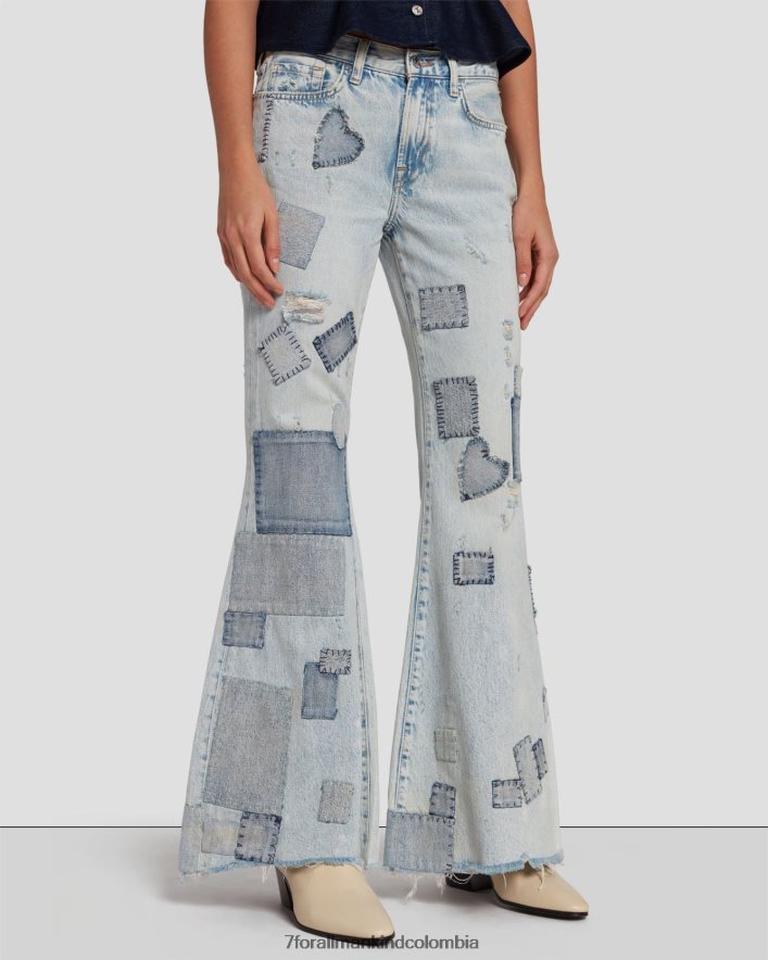 vestir 7 for All Mankind Vestido acampanado de talle bajo y sin medida con patchwork de iris JBNRD3