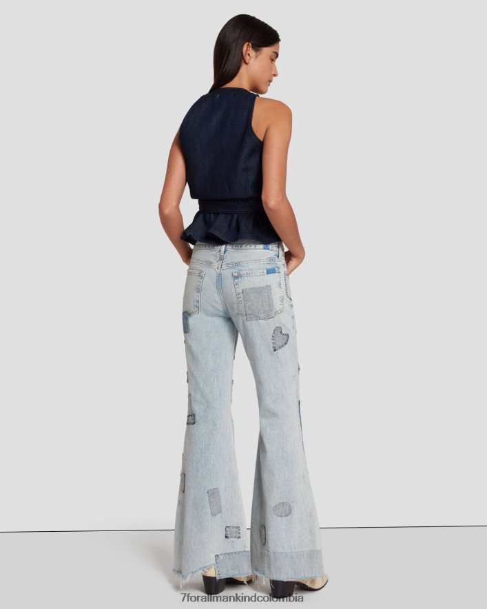 vestir 7 for All Mankind Vestido acampanado de talle bajo y sin medida con patchwork de iris JBNRD3