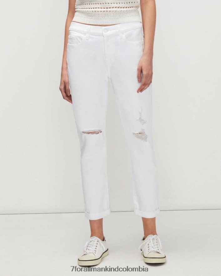 vestir 7 for All Mankind josefina vintage de lujo con destrucción en sarga rota blanca JBNRD104