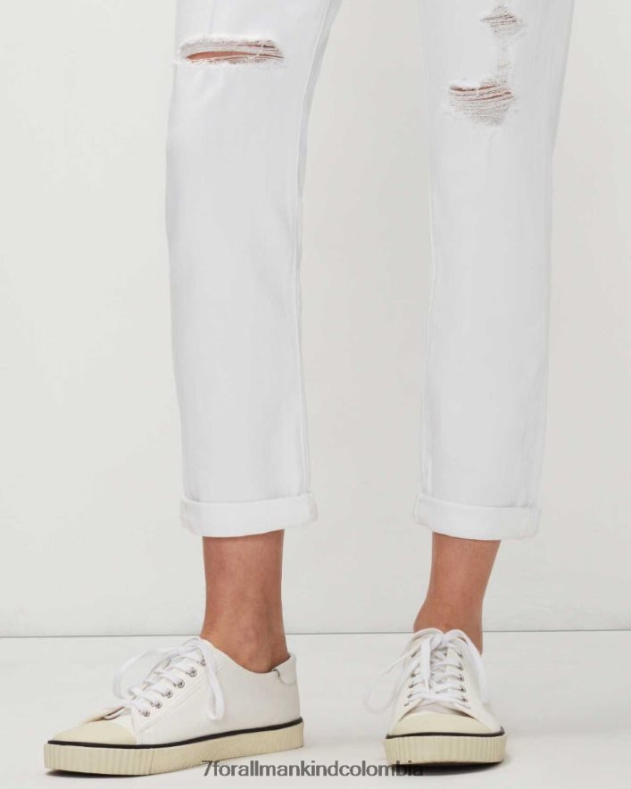 vestir 7 for All Mankind josefina vintage de lujo con destrucción en sarga rota blanca JBNRD104