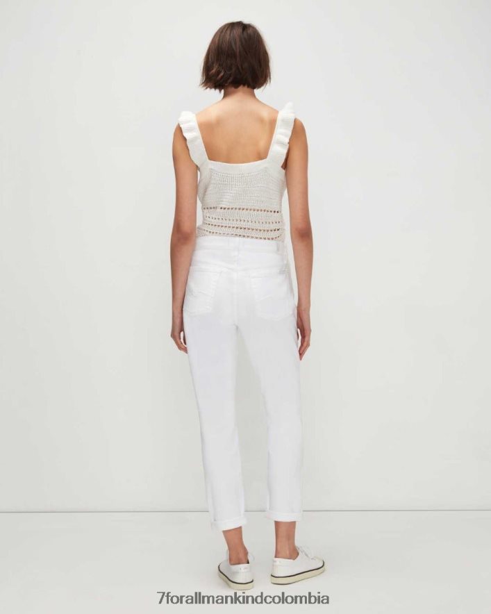 vestir 7 for All Mankind josefina vintage de lujo con destrucción en sarga rota blanca JBNRD104